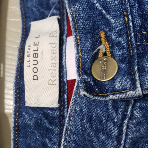 LL bean relaxed fits fleece lined jeans size 14 petite - Picture 4 of 5